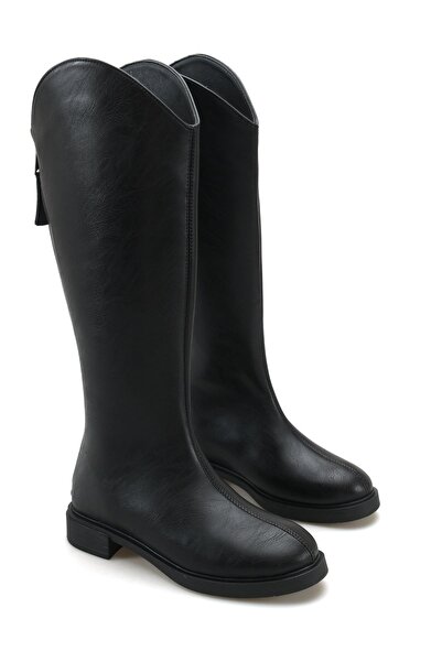 MODAADAM Women's Mosso Flat Sole Buckle Boots - Black-Leather