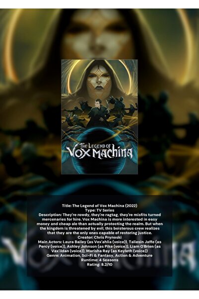 OEM Poster Infografic Legenda lui Vox Machina, Arta Fantastica, Carton 250g, A4