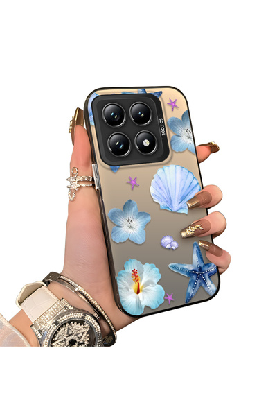 Hontinga Mi 14t Pro 5g Compatible Silicone Edge Hard Back Case Starfish Patte...
