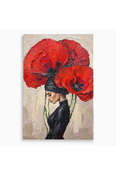 Luxcanva Tablou Canvas Silueta Printre Maci 50x70 cm pe Sasiu Lemn Femeie Flo...