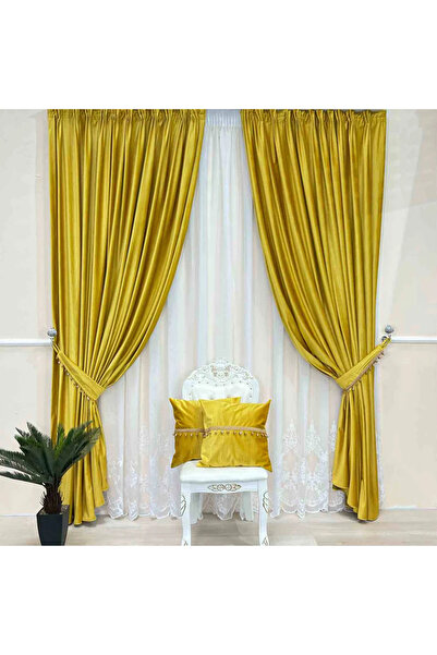 ArasyaHome Draperie de Catifea Texturata Tokyo Blackout 80% Mustar