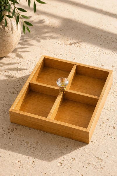 Tutku Home Bamboo 4 Bölmeli Organizer & Kutu
