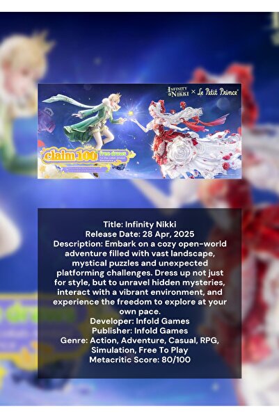 OEM Poster Infografic Infinity Nikki, Joc Video Open-World, Carton 250g, A4