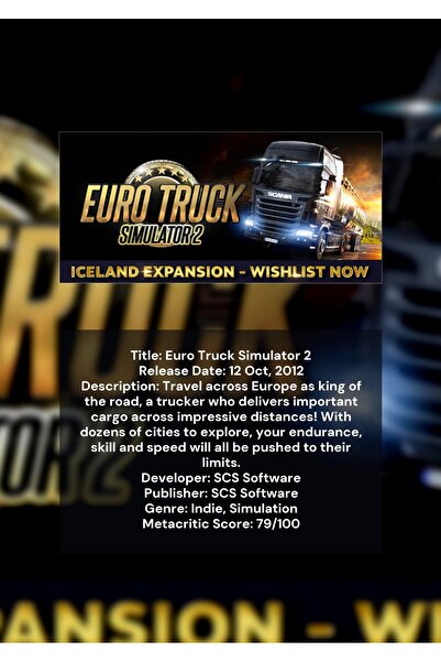 OEM Poster Infografic Euro Truck Simulator 2, Joc de Simulare Camioane, Carto...