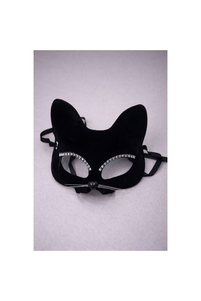 Partymax Parti Malzemesi Siyah Taşlı Kedi Maske Halloween Cadılar Bayramı Par...