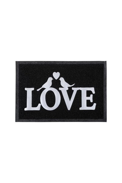 Aria Trade Πατάκι εισόδου, μαύρο χρώμα, σχέδιο Love, 40x60 εκ., Πατάκι εισόδου