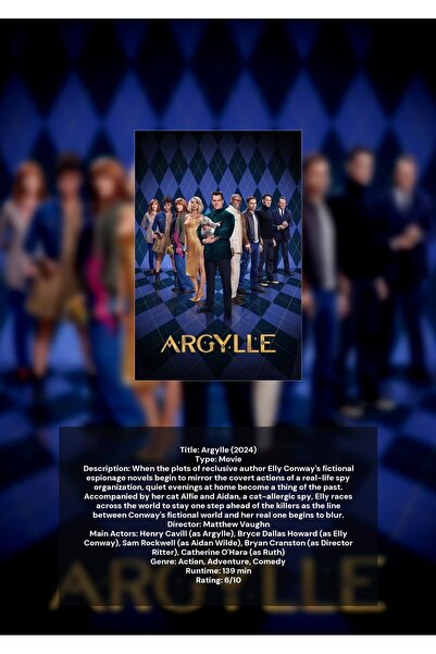 OEM Poster Infografic Argylle, Film Spionaj Actiune, Carton 250g, A4