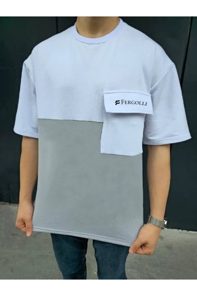 Generic Brand Unisex Bag Detailed Piece T-Shirt - Gray