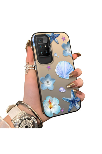 Hontinga Redmi 10 Compatible Silicone Edge Hard Back Case Sea Star Patterned ...