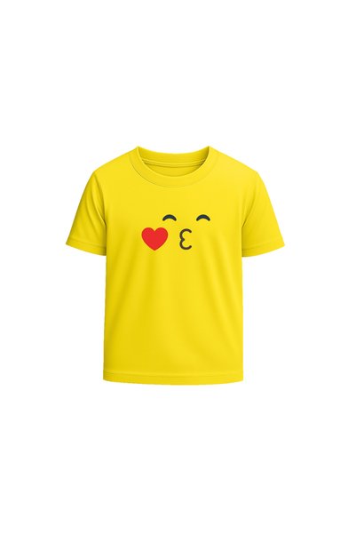 PRINTSHOP4ME Adult Unisex Yellow Emoji T-shirt - Round Neck Short Sleeve Cott...