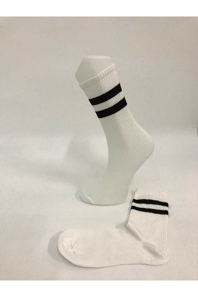 SOXARO 6 قطع جوارب تنس طويلة مخططة أسود وأبيض للجنسين