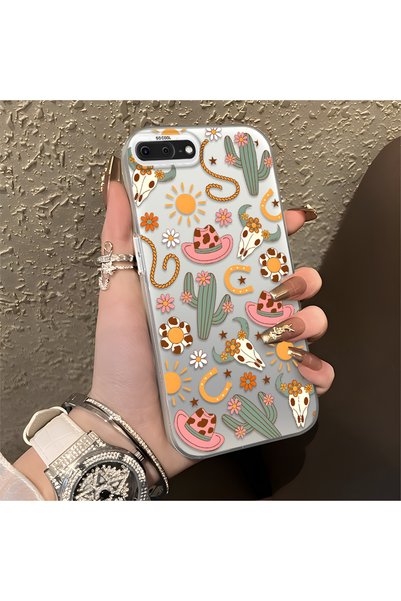 CHICASELUX iPhone 7 Plus/8 Plus Compatible Western Cowboy Cactus and Sun Patt...