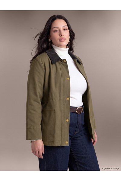 LC Waikiki LCW Curve معطف نسائي ذو ياقة مخملية مقاس كبير
