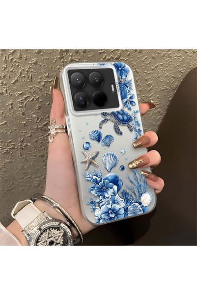CHICASELUX غطاء متوافق مع Mi 15T Pro بتصميم السلحفاة الزرقاء ونمط الصدف والمر...