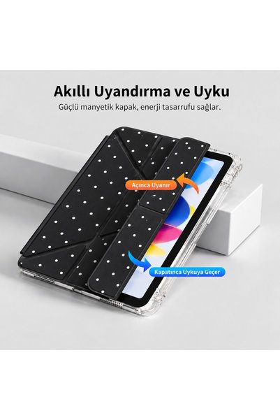 Alfa MEC iPad Air 11inç M4/M3/M2 Air 4/5.nesil 10.9 Uyumlu Desenli Mars Kalem Bölmeli Kılıf