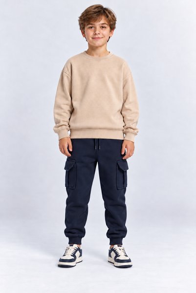 AHENGİM Boys' Cargo Pocket Jogger Sweatpants with Elastic Waist and Cuffs Ak5...
