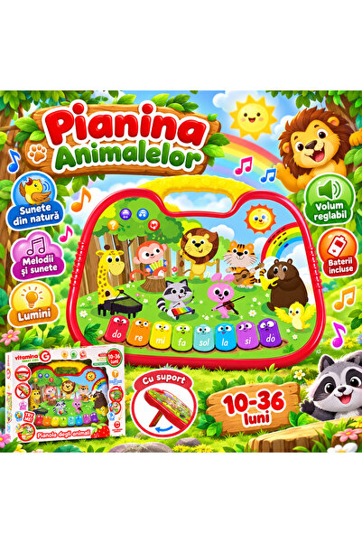 GLOBO Pianina muzicala colorata pentru copii de 10–36 luni, cu sunete din nat...