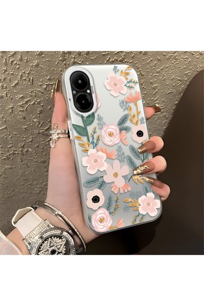 CHICASELUX حافظة هاتف Realme C67 4G متوافقة مع نمط زهرة الربيع الوردية وأوراق...