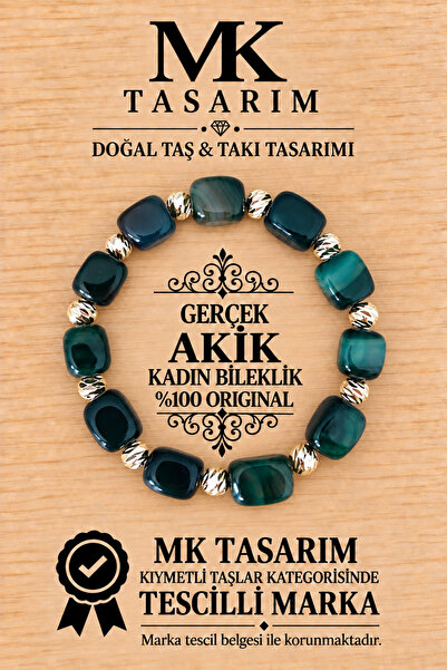 MK tasarım Genuine Agate Stone Women's Bracelet Mk.7000.002-Energy and Stress...