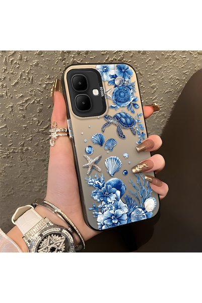 CHICASELUX غطاء Infinix Smart 10 المتوافق مع تصميم السلحفاة الزرقاء والصدف وا...