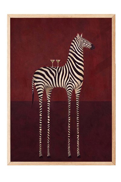 Postifull Strange Zebra Commentary Poster – Wooden Framed Artwork No:160394
