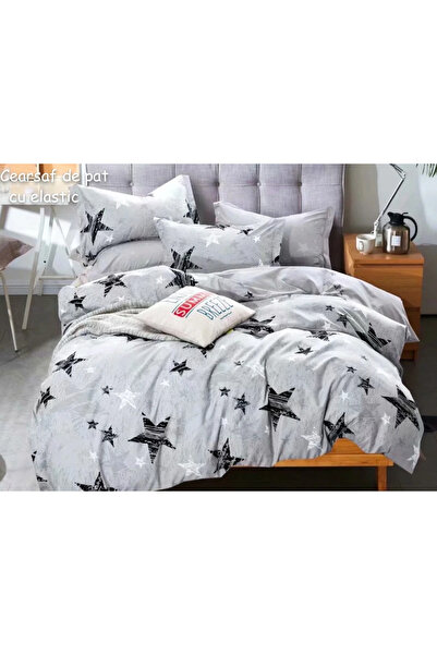 decorami Double bed linen, FINET, 6 pieces, with Stretchy, Jojo Home, Grey-Bl...