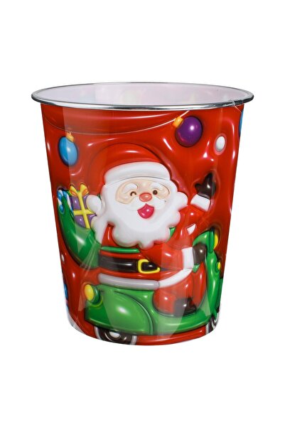DD SHOP Cos de Gunoi de Birou din Plastic cu Model Mos Craciun Ø19x20cm - 4.6L
