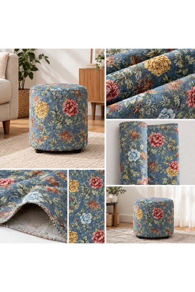 JAZMİN JARDİN Jakarlı Goblen Döşemelik Kumaş, Çiçek Desenli, 100x140, %67 Pamuk,