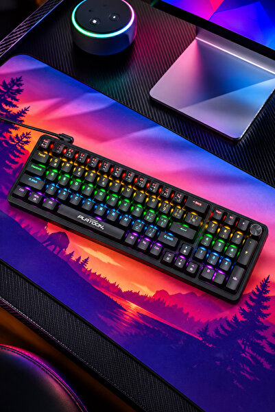 Platoon PL-075 Gökkuşağı Türkçe Blue Switch Mekanik Gaming Oyuncu Klavyesi