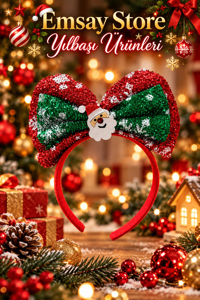 Emsay Store Christmas Crown – Large Glittery Bow Crown, Red Green Christmas H...
