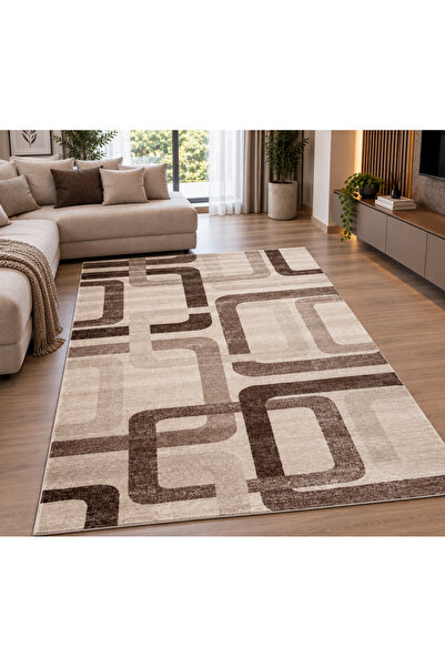 DeltaDesign Covor Sufragerie/Dormitor, Model Daffi 13151, Maro/Crem