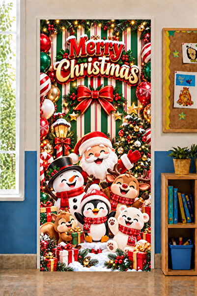 PROMISEBACKDROP2 Decor elastic pentru ușă, Decor textil pentru ușă, Crăciun f...