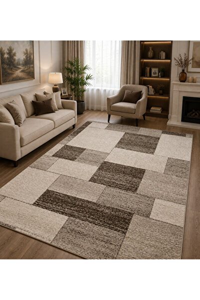 DeltaDesign Covor Sufragerie, Model Daffi 13027/140, Bej/Maro