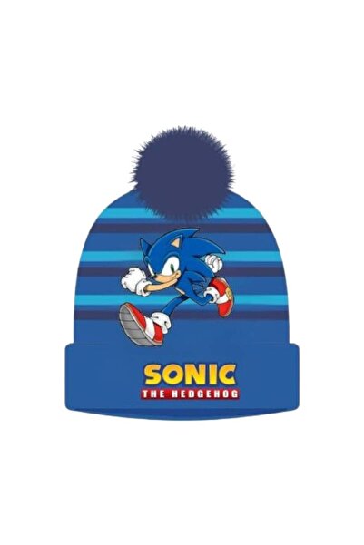 Sonic Caciula cu ciucuri si imprimeu, 5-9 ani, albastru,