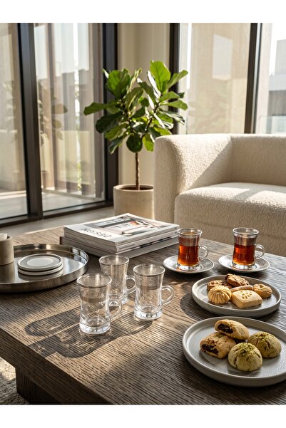 Generic Glass Tea Cups and Coffee Mugs with Saucers Set Elegant Design Serving Cups for High-End Dining Experiences
