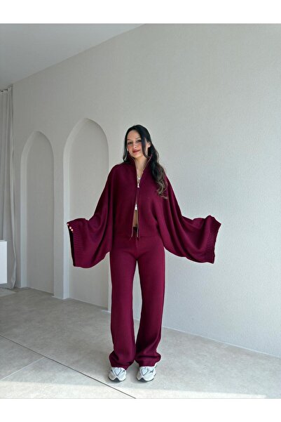 Mooi Butik Set de tricotaje RODİ 6514 - Roșu Claret