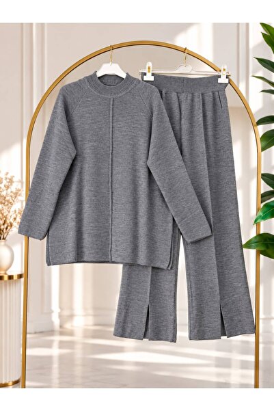 YILMAZBARMAZ Women's Hijab Detailed Knitwear Pants Set