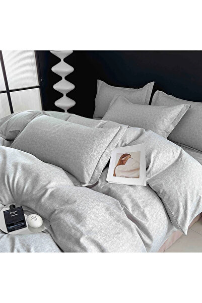 decorami Double bed linen, FINET, 6 pieces, with Stretchy, Jojo Home, Grey, r...