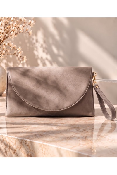 seraptakidunyasi Women's Velvet Suede Portfolio Bag – Stylish Evening Dress and Daily Handbag with Snap Closure and Wrist Strap