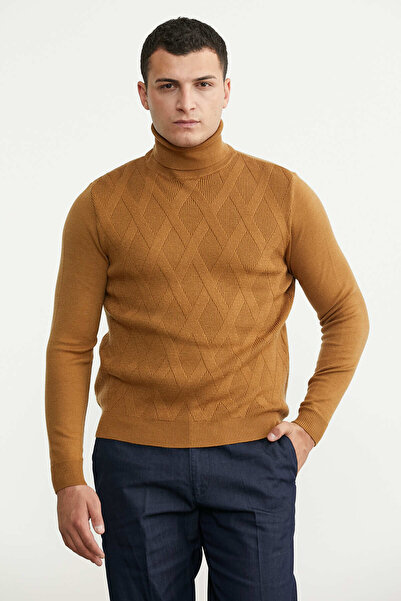 Sementa Full Fisherman Motif Knitwear Sweater - Camel