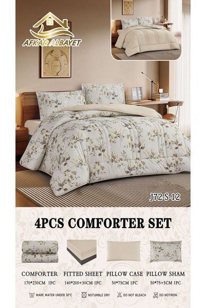 Afkar Albayet Luxury Summer Airy Plaid Bedspread Twin Size 140X200Cm 4Pcs Soft Microfiber - Quilted Comforter & Elastic Fitted Sheet Set