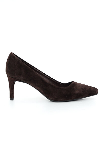 Tuna Genuine Suede Leather Brown Stiletto Women's Shoes - Rgn80123
