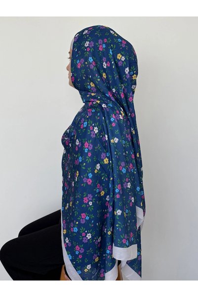 Hepsi Moda Mini Floral Pattern Soft Shawl - Navy Blue