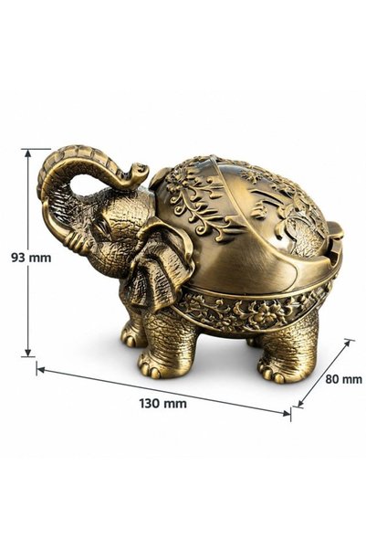 SUNUP Antique Bronze Look Decorative Ashtray with Elephant Figure Features