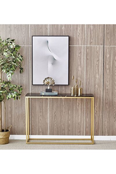 Asi Home Comodă Artur, 100x80x30 cm, Auriu/Negru, PAL Melaminat 18 mm, Picioa...