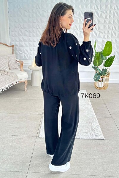 İnce Topuk Diogonel Fabric Sequin Embroidered Suit 7K069