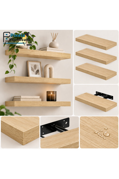 PixelsFurniture مجموعة من 3 قطعة ارفف عائمة للحائط من بكسل الأثاث, غرفة المعيشة, غرفة النوم, ديكور المطبخ, الحمام, ارفف بدعامات غير مرئية, 30 سم