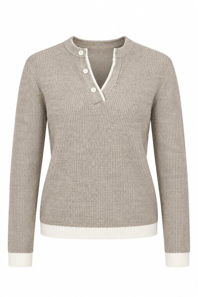Laluvia Hellnerzfarbener - Weißer Pullover mit Knopfleiste - 251074