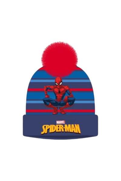 SPIDERMAN Caciula cu ciucuri si imprimeu, 5-9 ani, bleumarin,