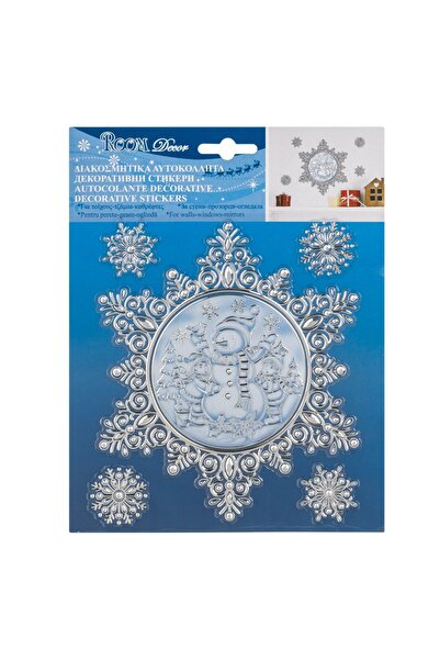 DD SHOP Autocolante Decorative de Craciun Om de Zapada Fulgi Argintii 18x23cm